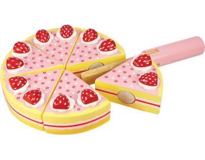 Bigjigs Toys Dřevěný krájecí dort s jahodami