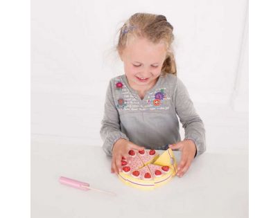 Bigjigs Toys Dřevěný krájecí dort s jahodami