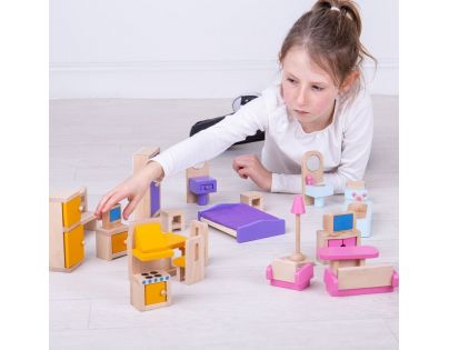 Bigjigs Toys Dřevěný nábytek do domečku pro panenky
