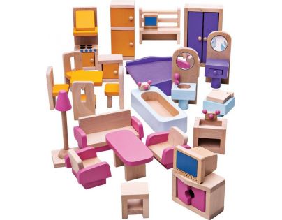 Bigjigs Toys Dřevěný nábytek do domečku pro panenky