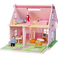 Bigjigs Toys Přenosný dřevěný domeček pro panenky 2