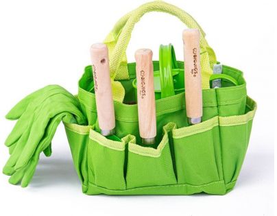 Bigjigs Toys Zahradní set nářadí v plátěné tašce zelený