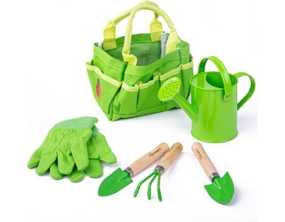 Bigjigs Toys Zahradní set nářadí v plátěné tašce zelený