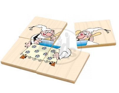 Bino 13150 - Dřevěné mini puzzle Křemílek a Vochomůrka