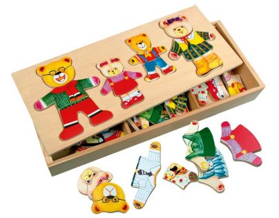 Bino Puzzle Šatní skříň Medvědí rodinka 72 dílků