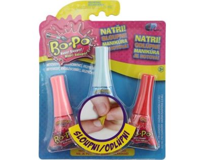 Bo-Po Sada 3 Lak na nehty Světle růžová, světle modrá, červená