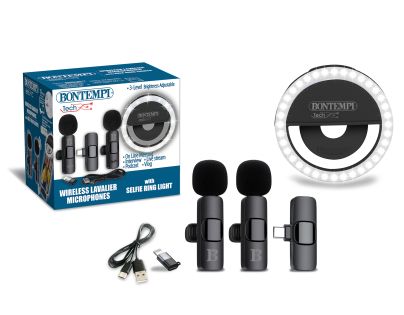 Bontempi Mini kruhové světlo s dvěma bezdrátovými klopovými mikrofony