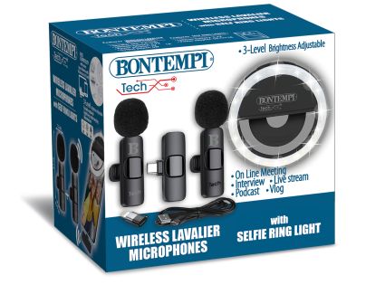 Bontempi Mini kruhové světlo s dvěma bezdrátovými klopovými mikrofony