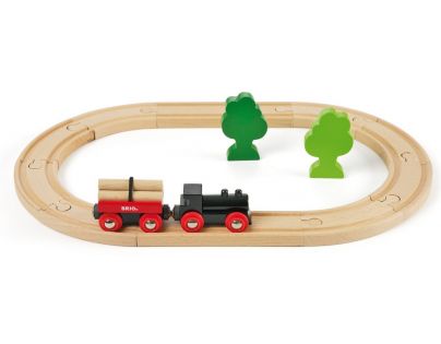Brio Malá vláčkodráha s vláčkem a vagónkem s kládami