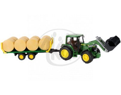 Bruder 01634 Traktor John Deere 6920 s přívěsem a balíky