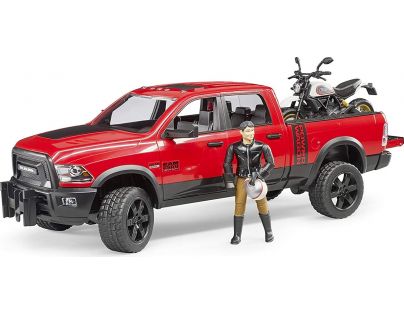 Bruder 02502 RAM 2500 Power Wagon s Scramblerem Ducati Desert Sled a řidič - Poškozený obal