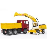 Bruder 02751 Nákladní auto MAN a bagr - Poškozený obal