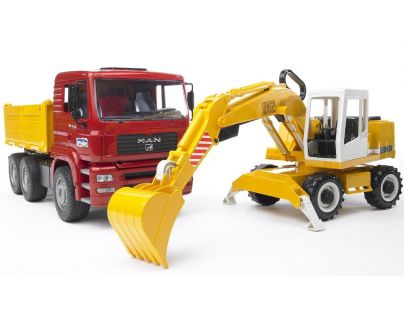 Bruder 02751 Nákladní auto MAN a bagr - Poškozený obal