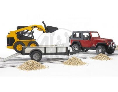 Bruder 02924 Jeep Wrangler s vozíkem a Bob Catem