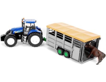Bruder 1695 Traktor New Holland T8040 s přívěsem na krávy