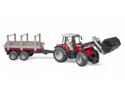 Bruder 2046 Massey Ferguson 7480 s přívěsem na dřevo