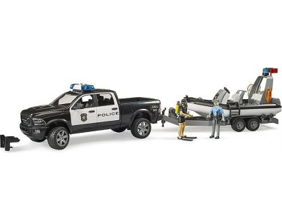 Bruder 2507 RAM 2500 Police Pickup Modul L+S s přívěsem a člunem 2 figurky 1:16