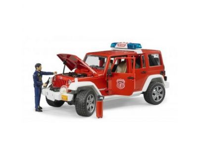 Bruder 2528 Jeep Wrangler Rubicon hasičský s figurkou a příslušenstvím 1:16