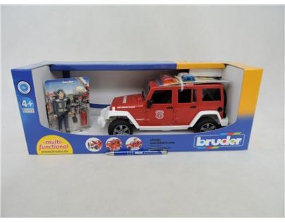 Bruder 2528 Jeep Wrangler Rubicon hasičský s figurkou a příslušenstvím 1:16