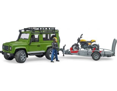 Bruder 2589 Land Rover defender  s podvalníkem a motorkou Ducati 1:16