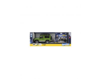 Bruder 2589 Land Rover defender  s podvalníkem a motorkou Ducati 1:16