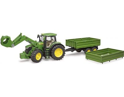 Bruder 3155 John Deere 7R 350 s čelním nakladačem a dvounápravovým sklápěcím přívěsem 1:16