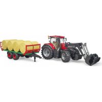 Bruder 3198 Traktor Case IH Optum 300 CVX s čelním nakladačem a přepravníkem balíků + 8 rolí - Poškozený obal 2