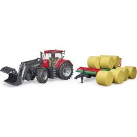 Bruder 3198 Traktor Case IH Optum 300 CVX s čelním nakladačem a přepravníkem balíků + 8 rolí - Poškozený obal 4