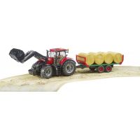 Bruder 3198 Traktor Case IH Optum 300 CVX s čelním nakladačem a přepravníkem balíků + 8 rolí - Poškozený obal 5
