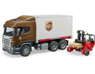 Bruder 3581 Scania R UPS logistik s vysokozdvihem 1:16