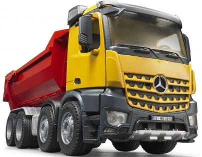 Bruder 3623 Mercedes Benz sklápěcí s automatickou zadní stěnou červený návěs
