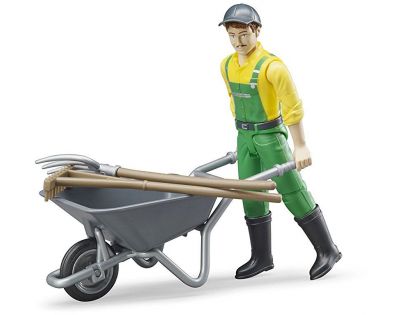 Bruder 62610 Figurka Zemědělec s kolečkem a nářadím - Poškozený obal