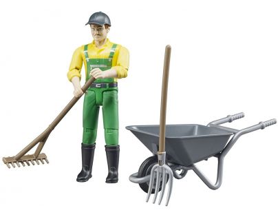 Bruder 62610 Figurka Zemědělec s kolečkem a nářadím - Poškozený obal