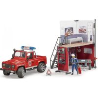 Bruder 62701 Land Rover Defender hasiči se stanicí 1:16