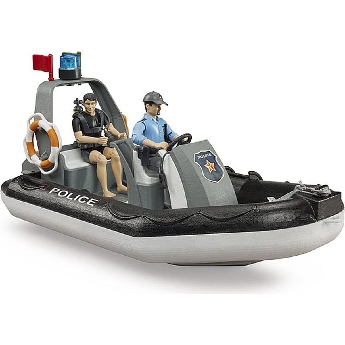 Bruder 62733 Bworld Policejní člun, otočný maják, 2 figurky a příslušenství