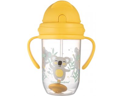 Canpol babies Nevylévací hrneček se slámkou a závažím Exotic Animals 270 ml žlutý