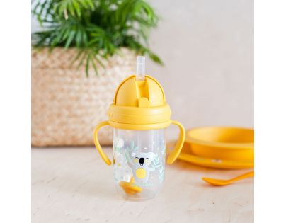 Canpol babies Nevylévací hrneček se slámkou a závažím Exotic Animals 270 ml žlutý