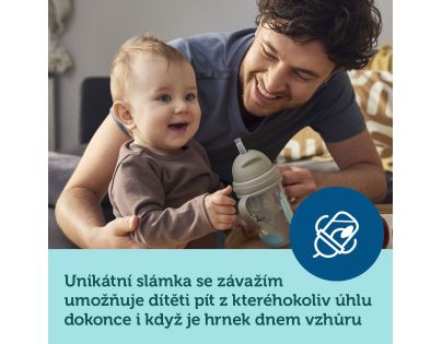 Canpol babies Nevylévací hrneček se slámkou a závažím Exotic Animals 270 ml žlutý