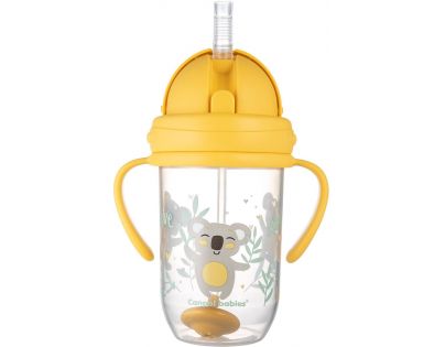 Canpol babies Nevylévací hrneček se slámkou a závažím Exotic Animals 270 ml žlutý