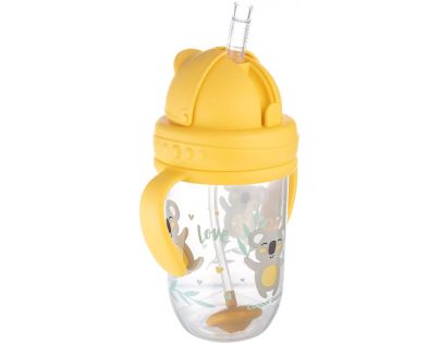 Canpol babies Nevylévací hrneček se slámkou a závažím Exotic Animals 270 ml žlutý
