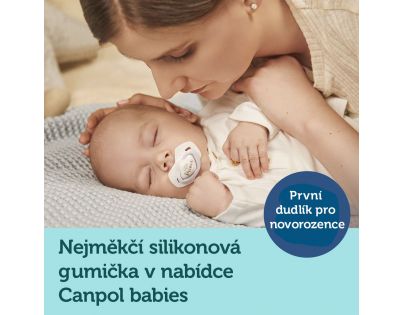 Canpol babies Set symetrických silikonových dudlíků Light touch 6 - 18 m Royal Baby růžový