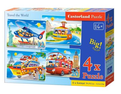 Castorland Puzzle 4 v 1 Cestování po světě