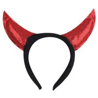 Čelenka s glitry Čertovské rohy červené