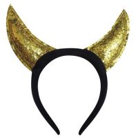 Čelenka s glitry Čertovské rohy zlaté