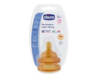 Chicco Dudlík na láhev fyziologický kaučukový Střední průtok 2 ks