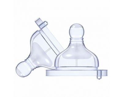 Chicco Dudlík na láhev fyziologický silikonový, nastavitelný průtok, 2 ks