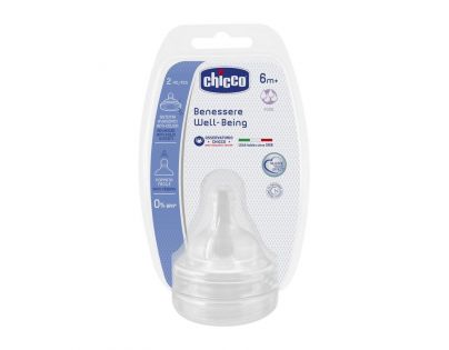 Chicco Dudlík na láhev fyziologický silikonový, rychlý průtok 2, ks