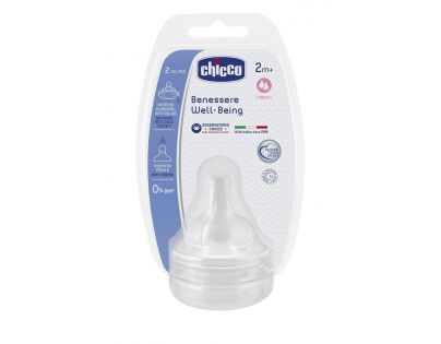 Chicco Dudlík na láhev fyziologický silikonový, střední průtok 2, ks