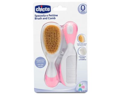 Chicco Hřeben a kartáč přírodní růžový