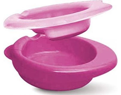 Chicco Jídelní set talíř, lžička a hrnek růžový